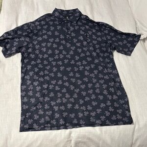 Black Polo Shirt with Subtle Print